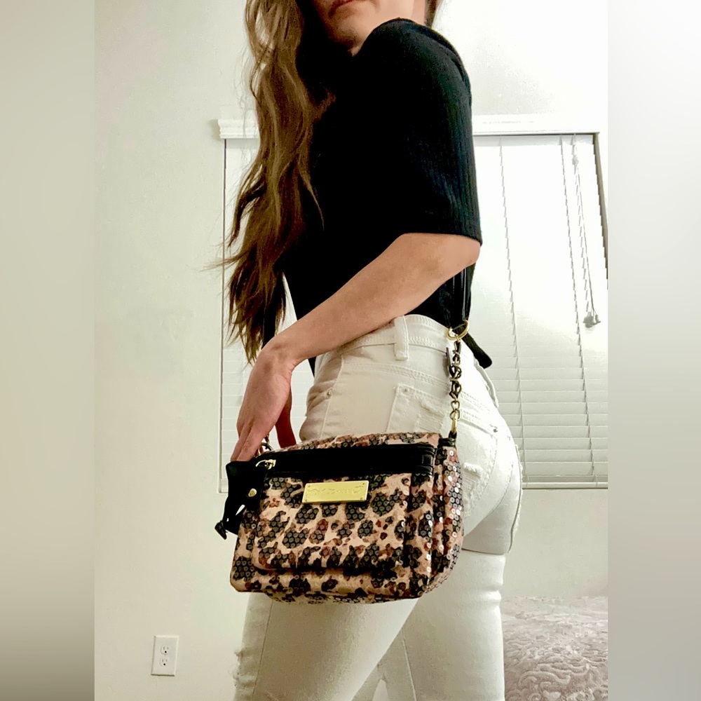 Betsey Johnson Sequin Leopard Print Crossbody Purse